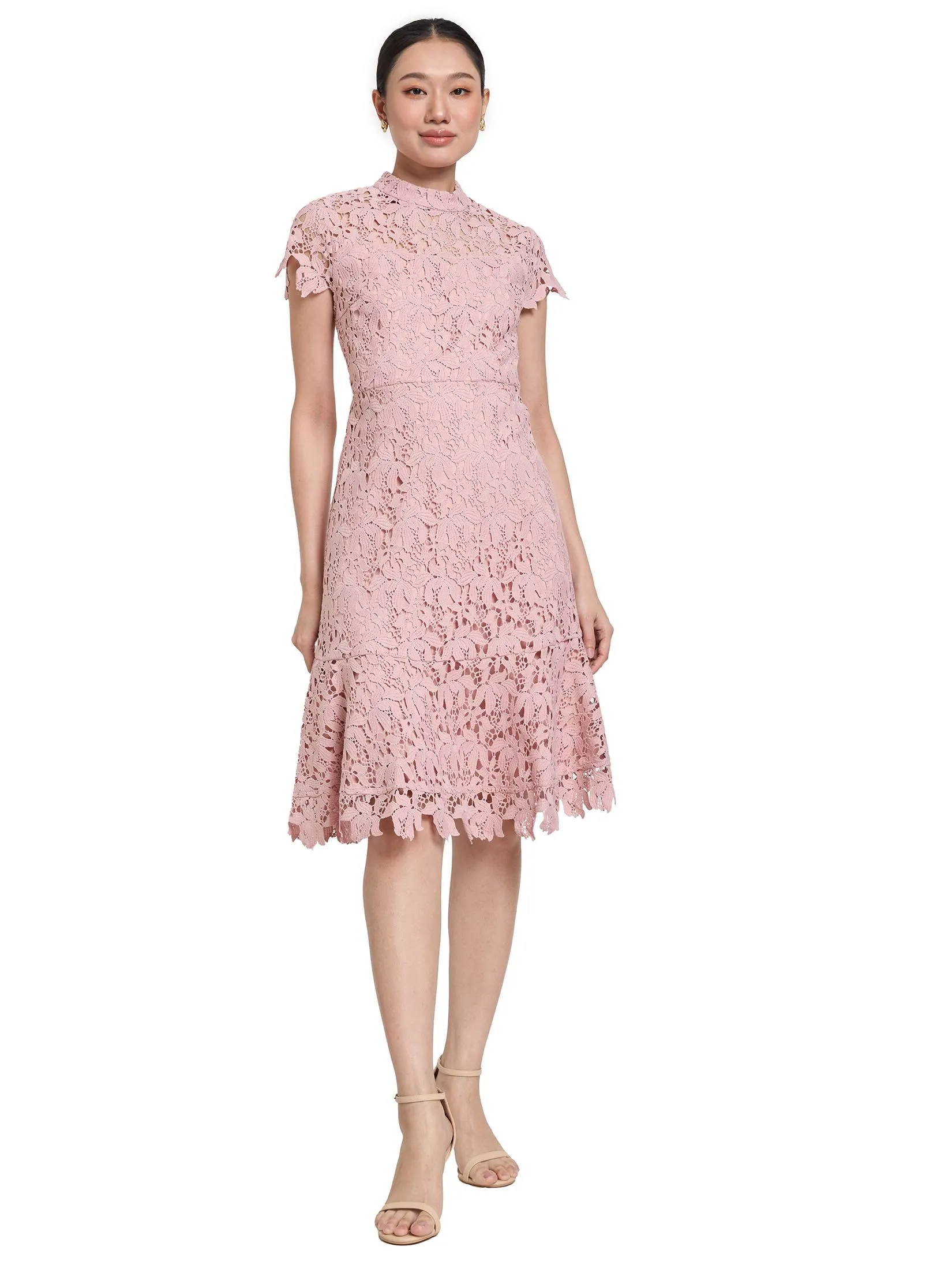 EXPRESSIONS EVENING Women Midi Dress With Mock Neck and Fishtail Skirt