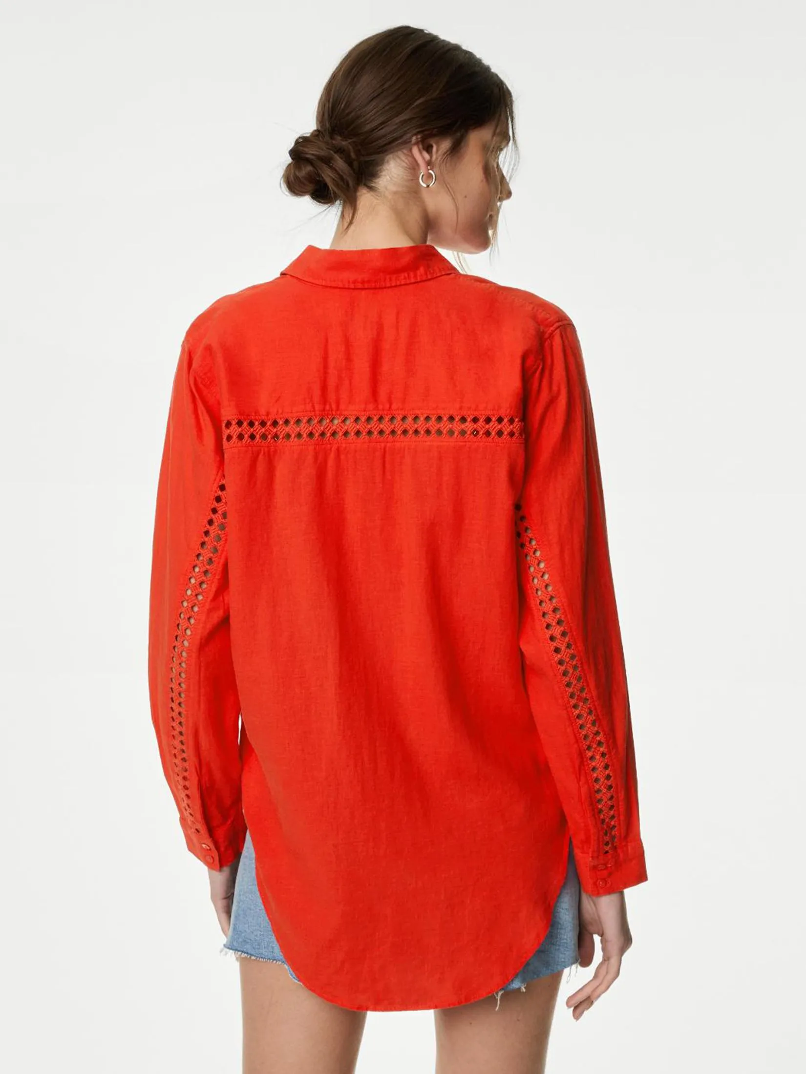 MARKS & SPENCER Women Shirt Linen Blend Collared Relaxed