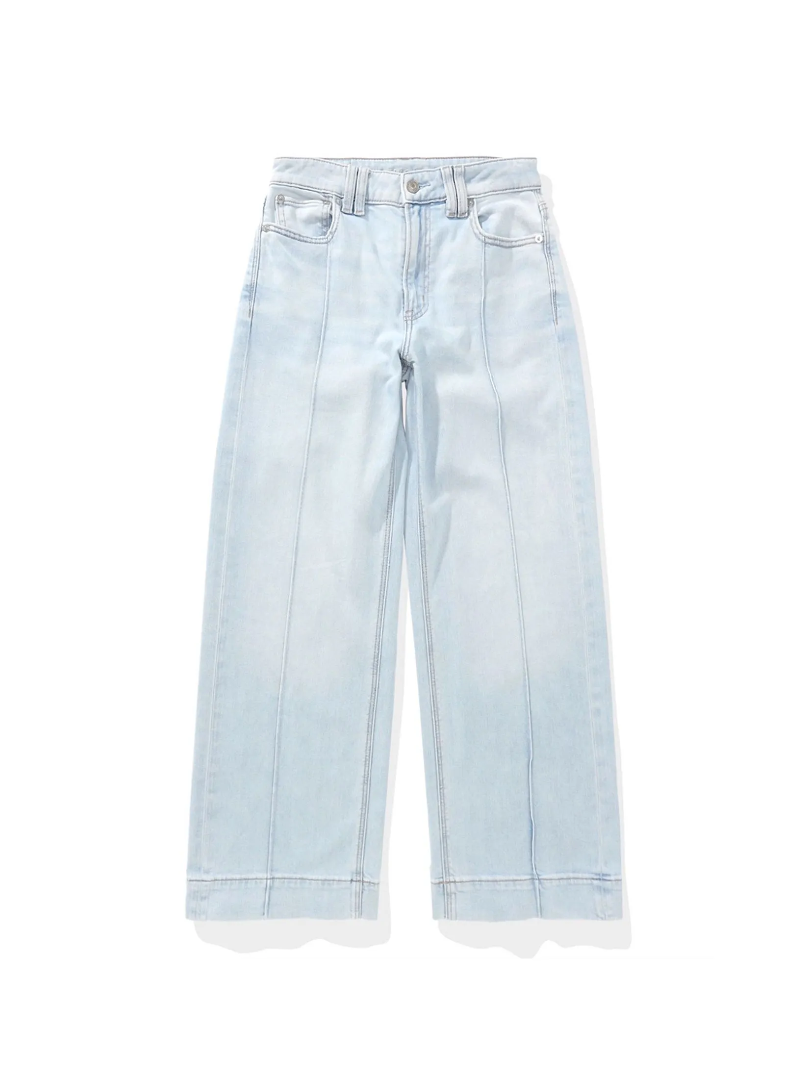 AMERICAN EAGLE WOMEN SUPER-HIGH RISE BAGGY WIDE LEG JEANS 432 SKYLIGHT