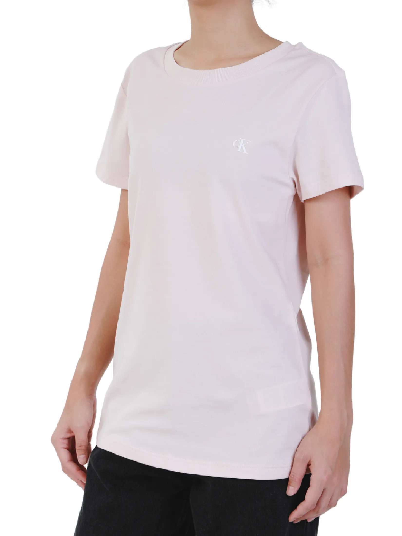CALVIN KLEIN Women's Ck Logo Slim Tee Ivory