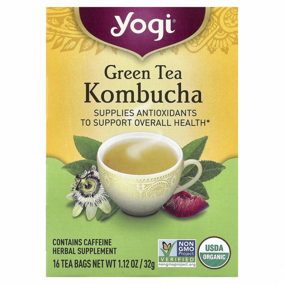 Yogi Tea, зеленый чай комбуча, 16 чайных пакетиков, 32 г (1,12 унции)