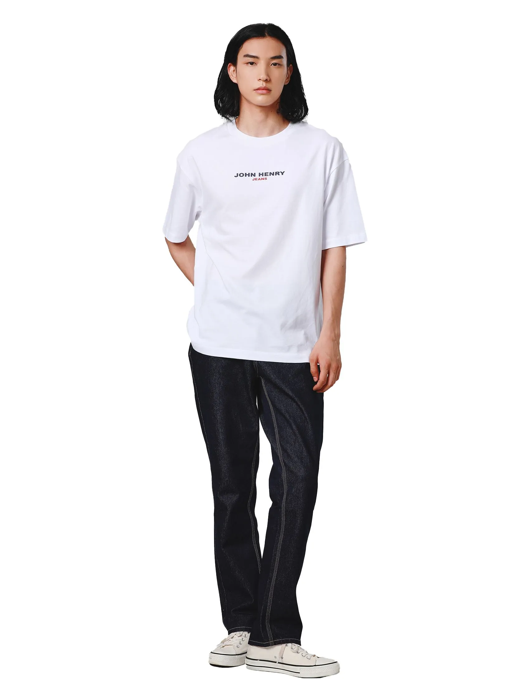 JOHN HENRY Men's T-Shirts (Oversize Fit) DENIM White