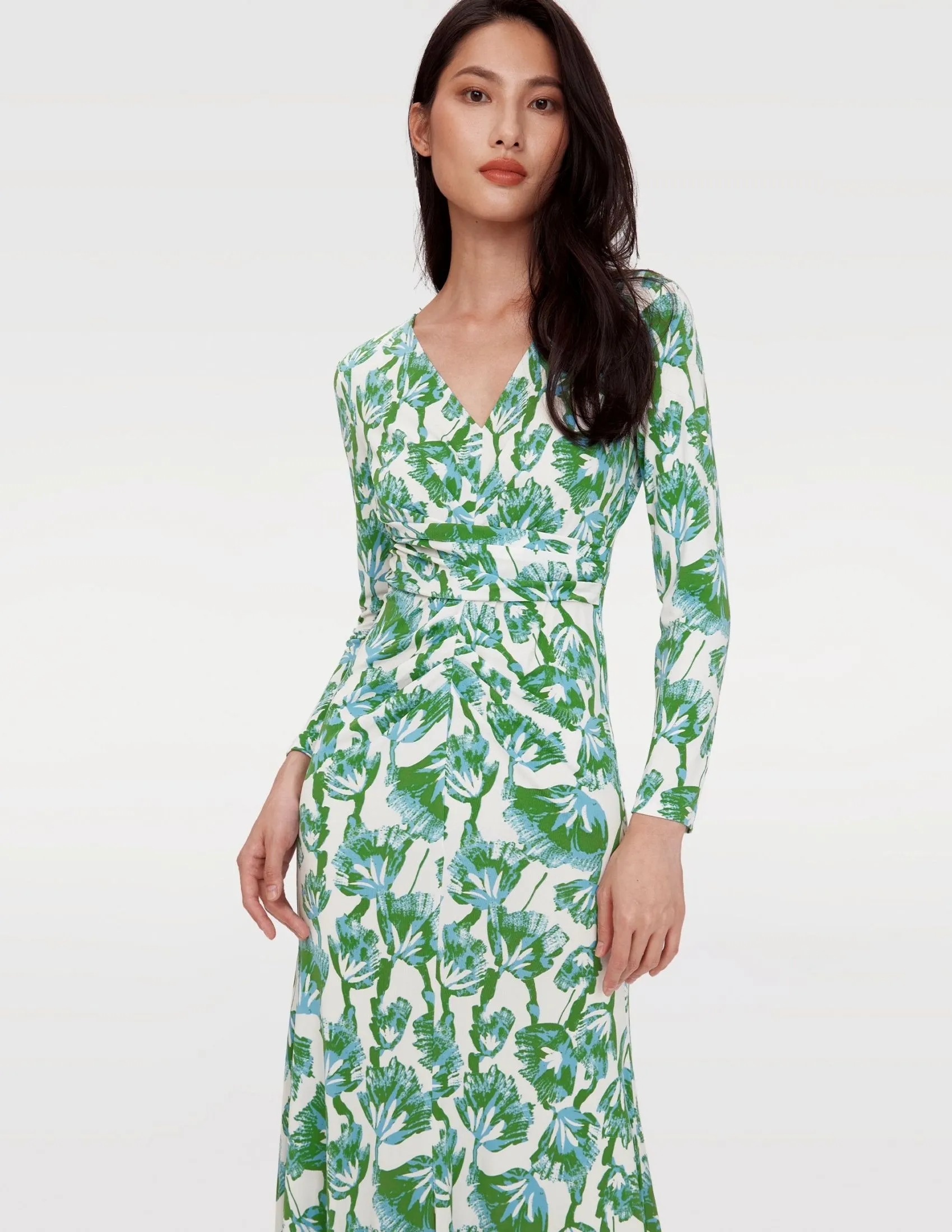 DIANE VON FURSTENBERG DVF TIMMY DRESS SEA TREES MED