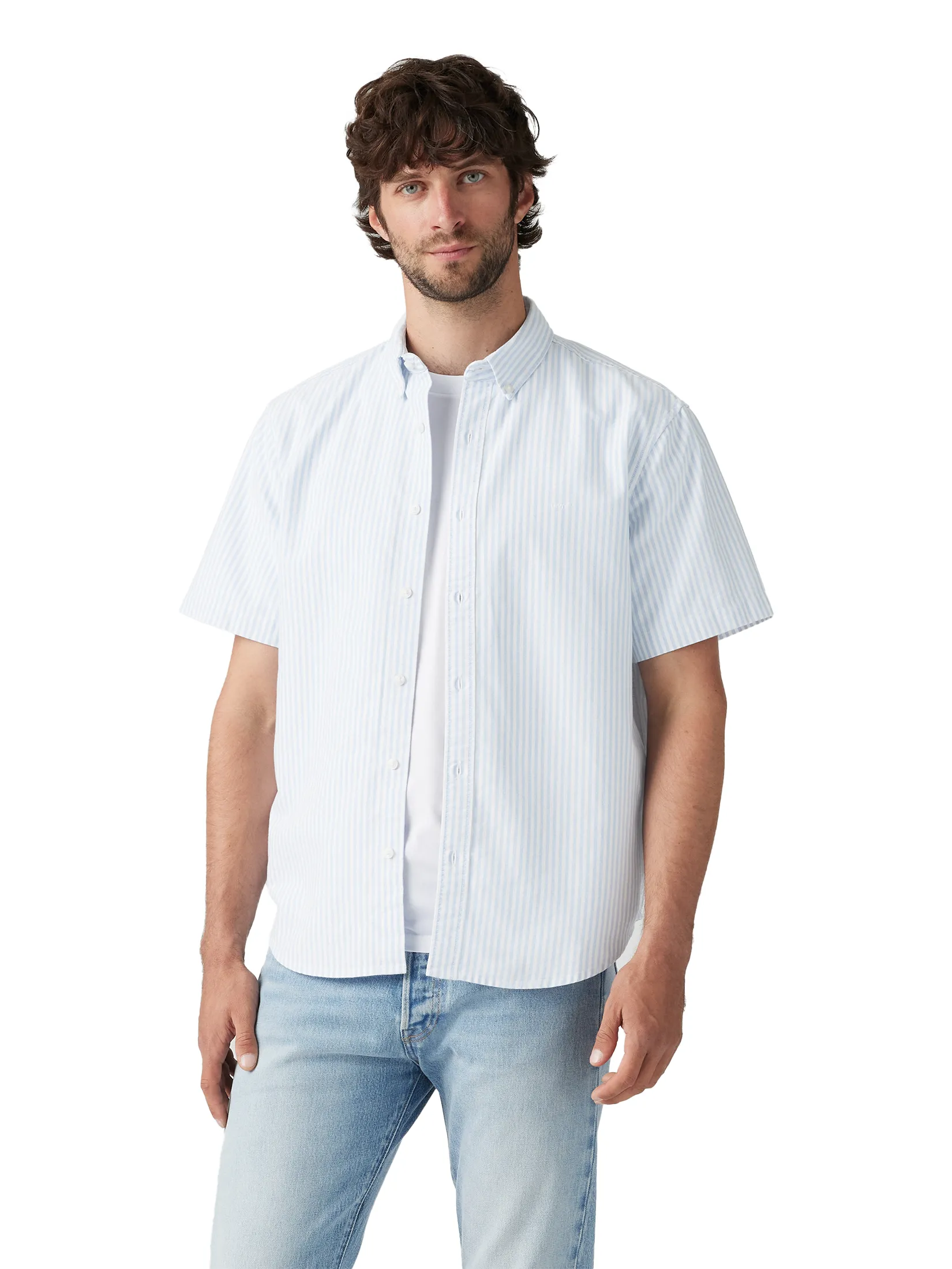 LEVI'S Men's Short-Sleeve Classic Standard Fit Shirt Blue