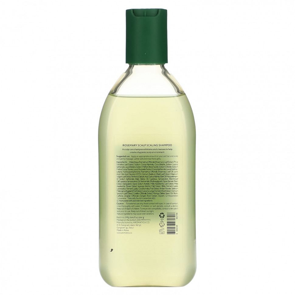 Aromatica, Шампунь для снятия чешуек и кожи головы, розмарин, 400 мл (13,5 жидк.)