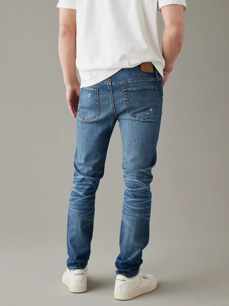 AMERICAN EAGLE MEN MEDIUM MENDED SKINNY FIT 445 INDIGO WATERS