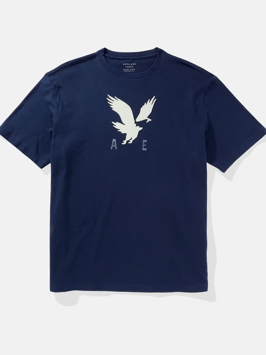 AMERICAN EAGLE MEN G SS SP2 SET IN TEE- PC DYE + SERIOUSLY SOFT WASH 410 NAVY