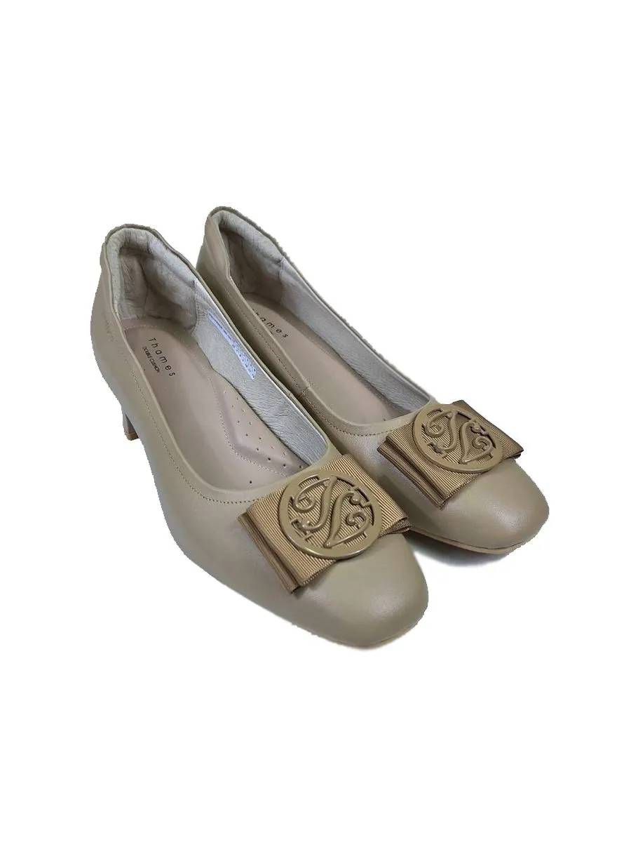 THAMES Women 2 Inch High Heel Shoes Beige