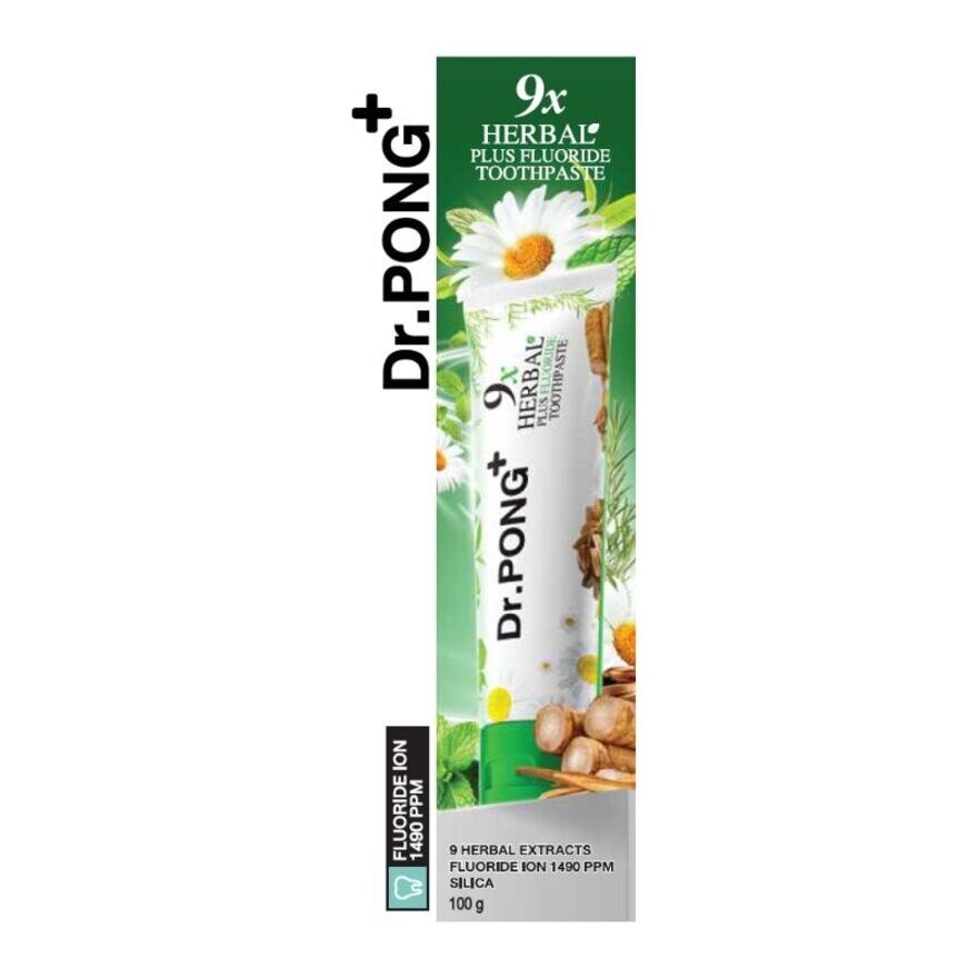 Dr.Pong 9X Herbal Plus Fluoride Toothpaste 100 g.