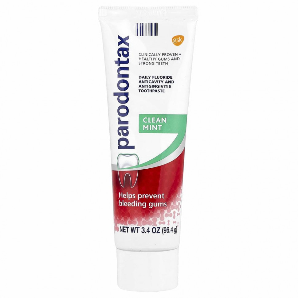 Parodontax, Ежедневная зубная паста с фтором от кариеса и десен, чистая мята, 96,4 г (3,4 унции)