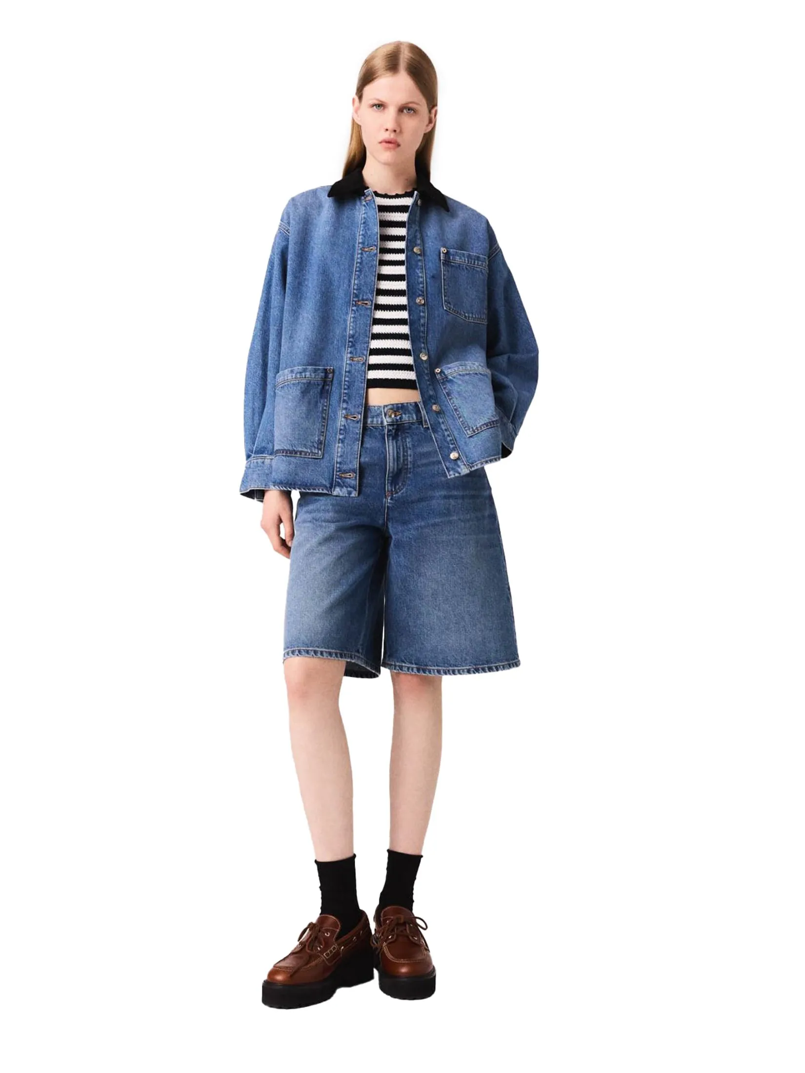 MAJE Women Jacket Faded Denim