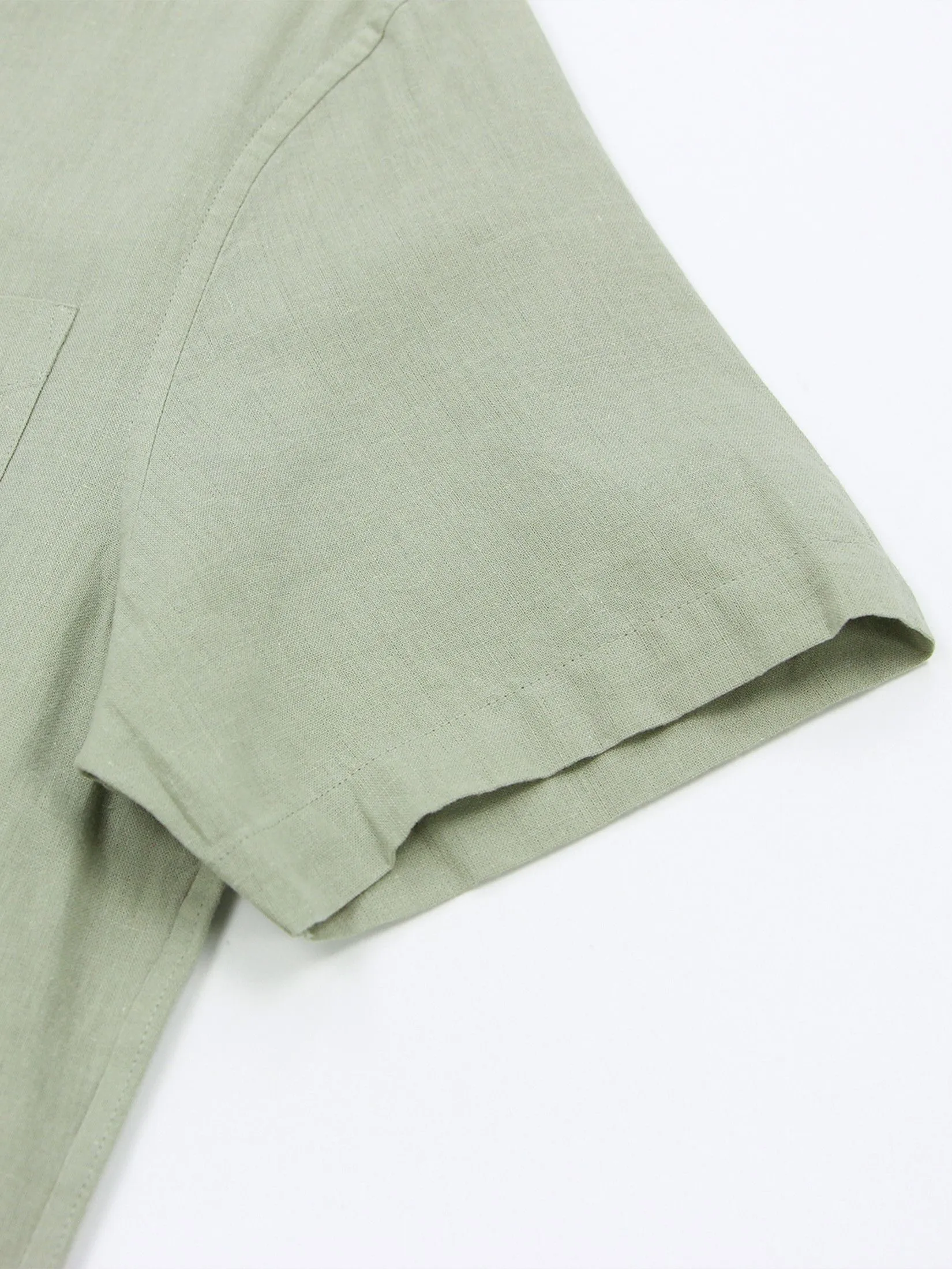 GIORDANO Men's Slim Poplin Linen Shirt Budding Green