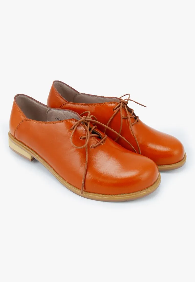 LUIGI BATANI Orange Derby Leather Lace Up Shoes