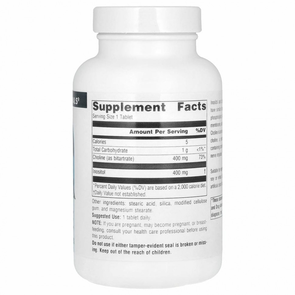 Source Naturals, инозитол и холин, 800 мг, 100 таблеток