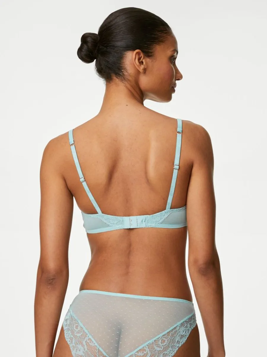 MARKS & SPENCER Women Bra Aster Sparkle Lace Wired Plunge Asagi