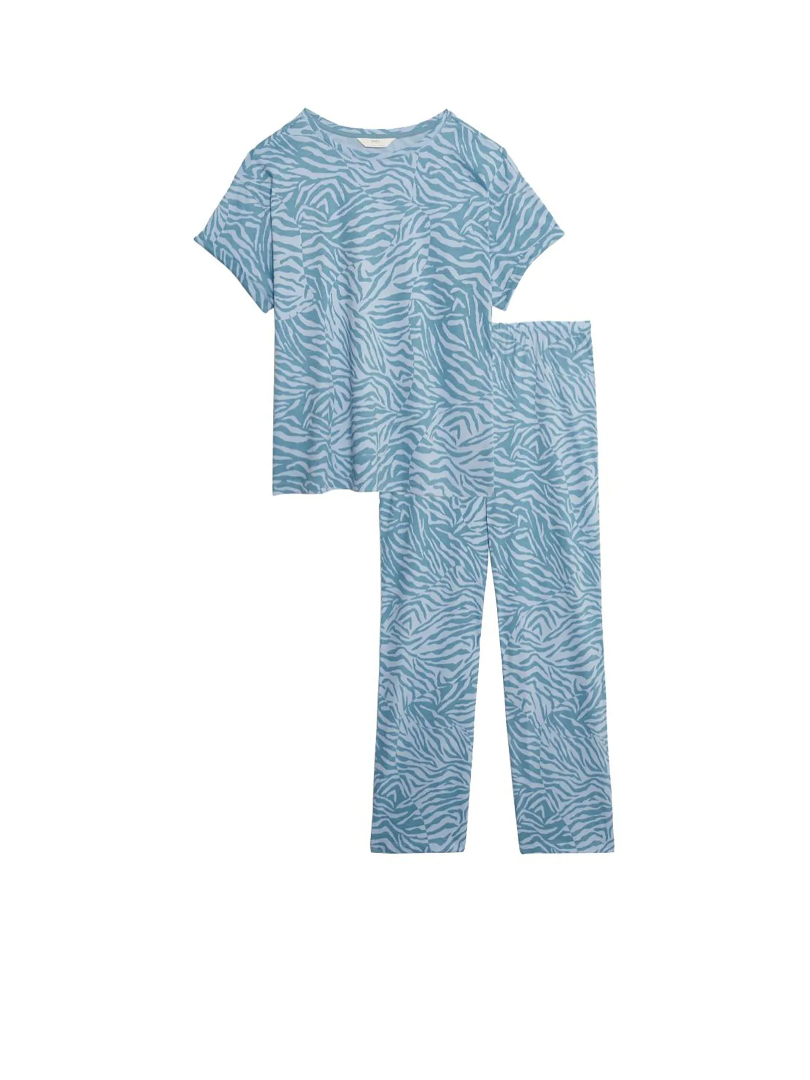 MARKS & SPENCER Women Pyjama Set Pure Cotton Printed Light Blue