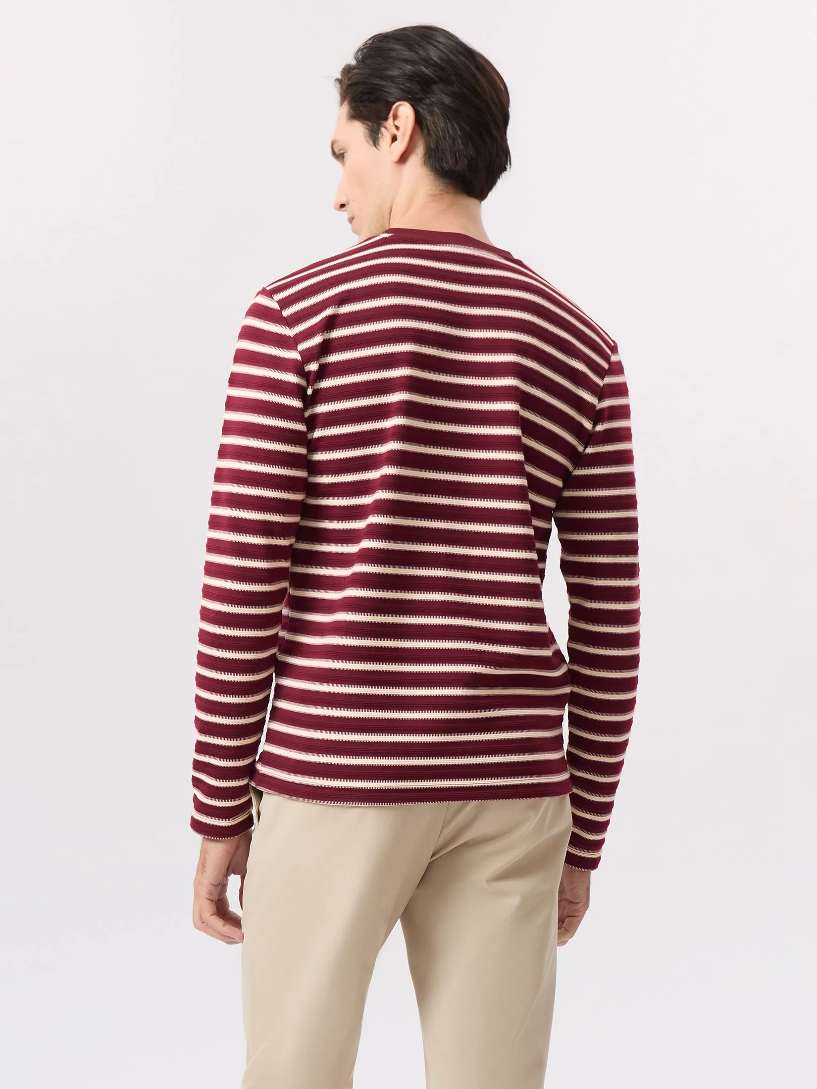 LTD Striped Long-Sleeve T-shirt Men Maroon