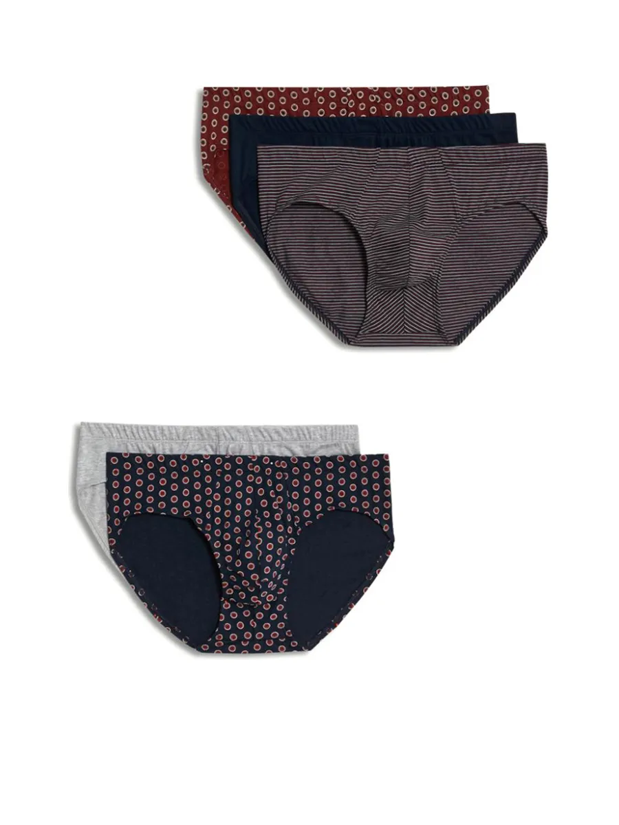 MARKS & SPENCER Men Briefs Pack Pure Cotton StayNew Geometric 5 pcs Dark Blue