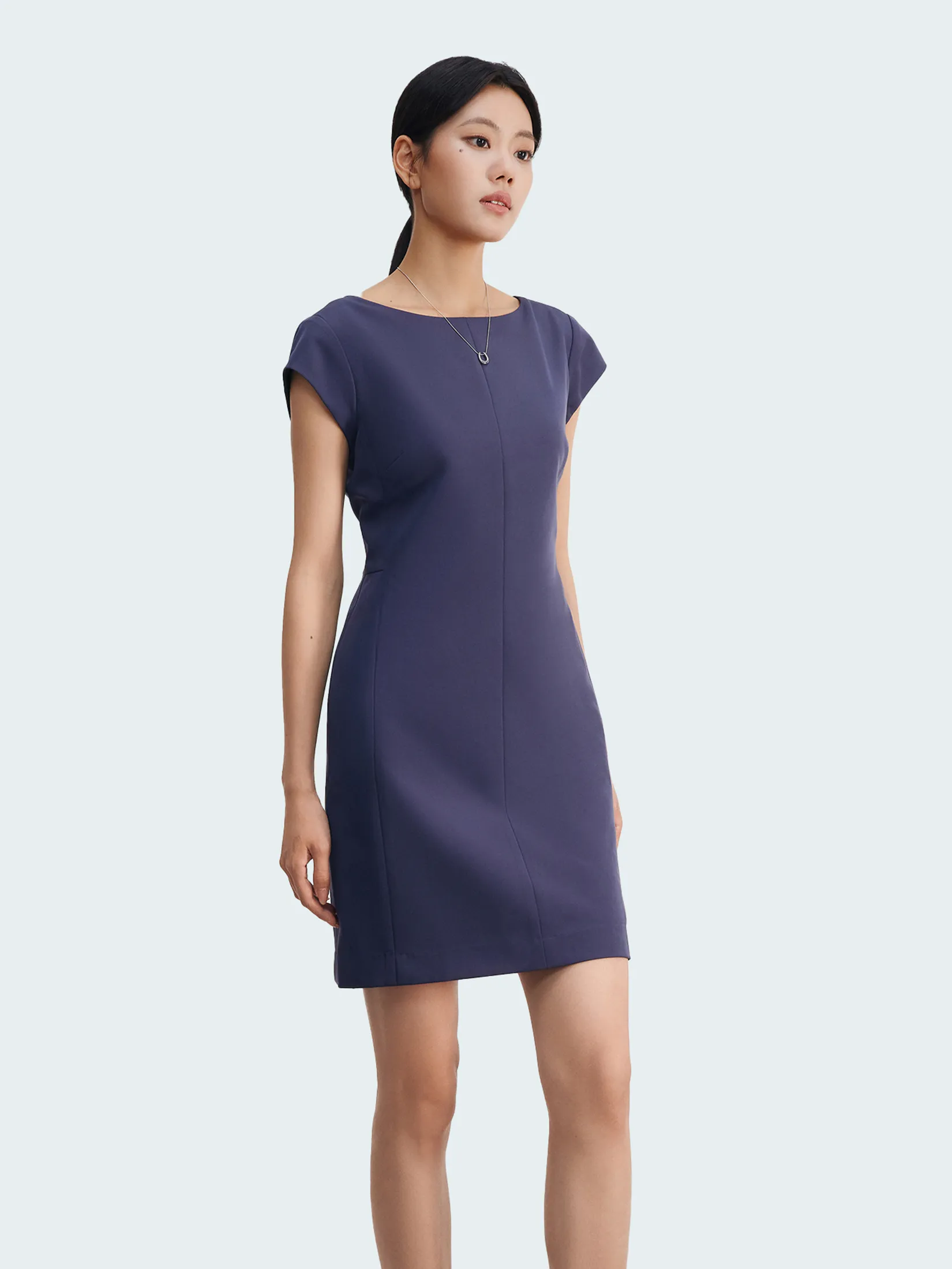 G2000 Women Clothing Multi-Way Stretch Boat Neck Fitted Dress Fitted Shape - Navy