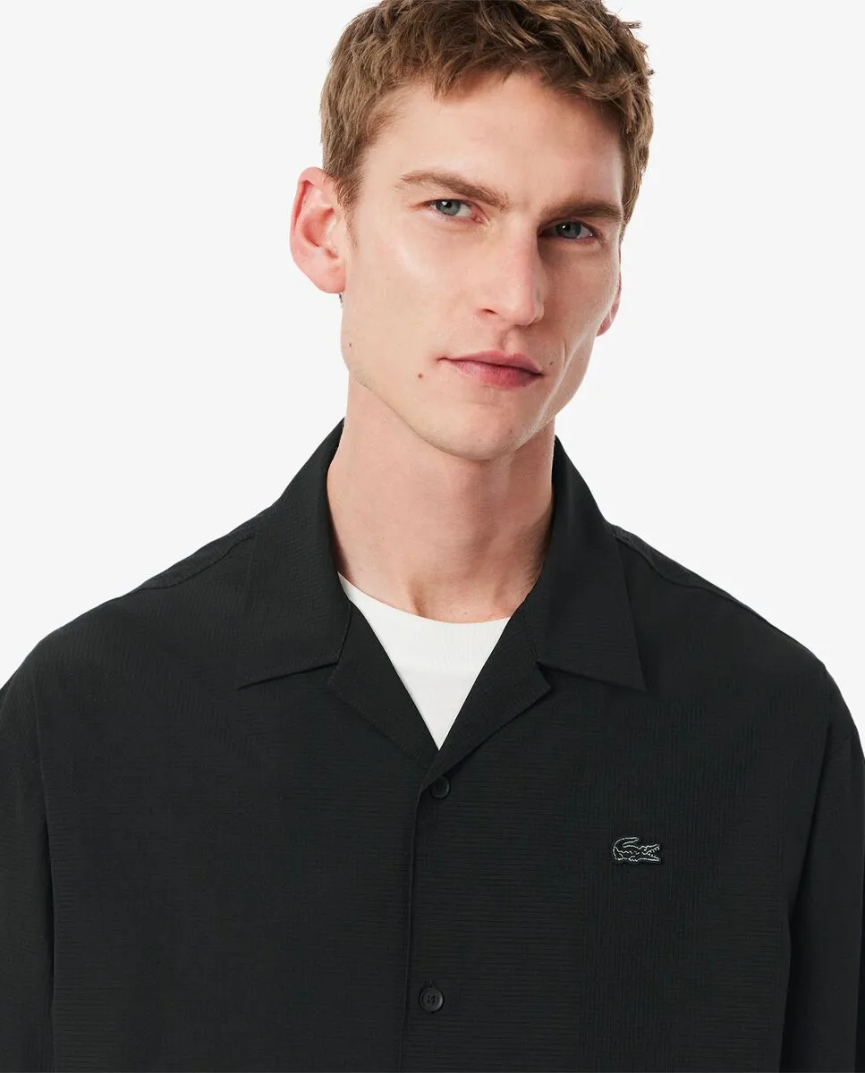 LACOSTE Lightweight Relaxed Fit Perforated Shirt Black