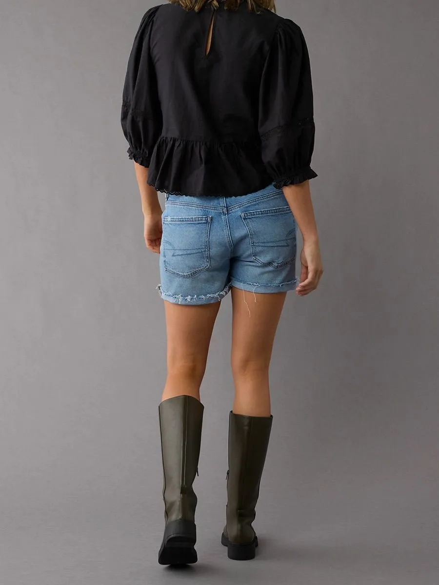 AMERICAN EAGLE WOMEN 4" EX-BOYFRIEND SHORT 851 CLASSIC MEDIUM