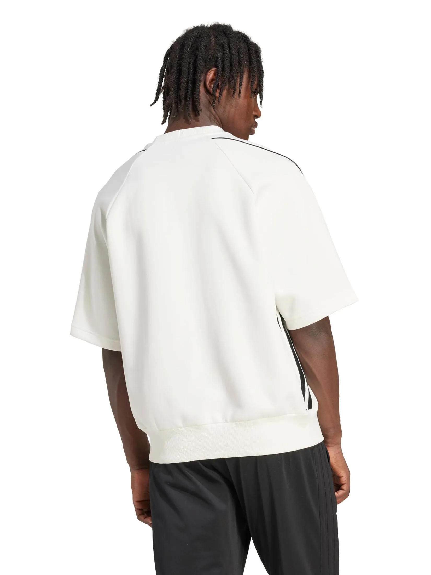 ADIDAS Men Sweatshirt Short Sleeves Stadium JX5636 Off White / Black