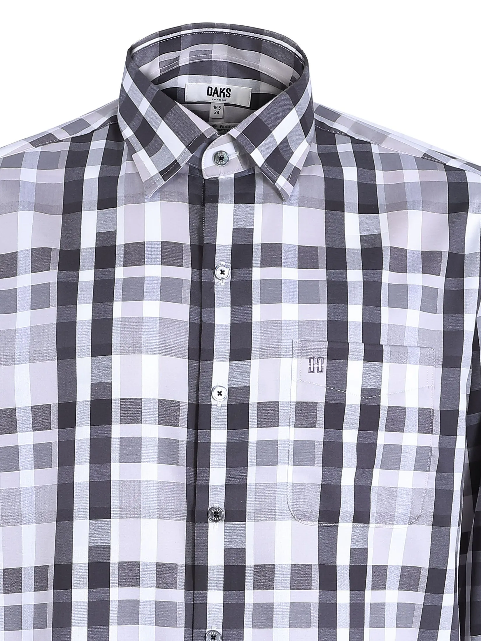 DAKS Men Long Sleeve Shirt Regular Fit Grey