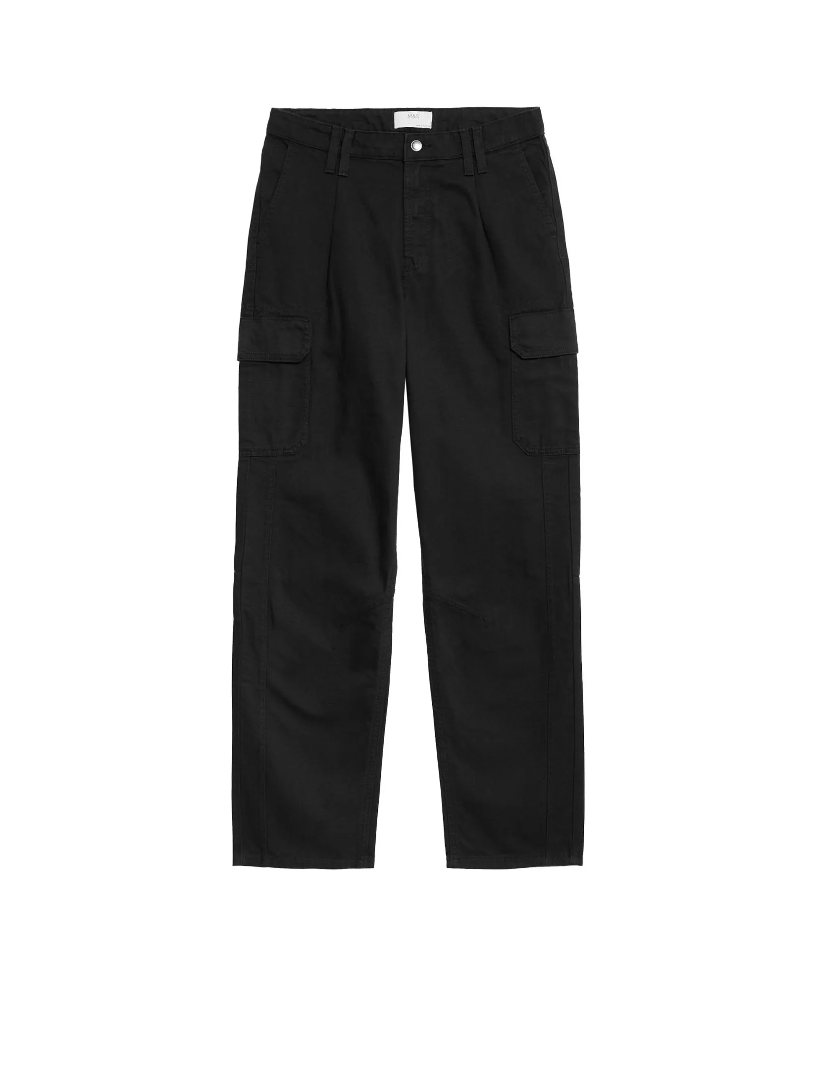 MARKS & SPENCER Men Cargo Trousers Loose Fit Pure Cotton Textured