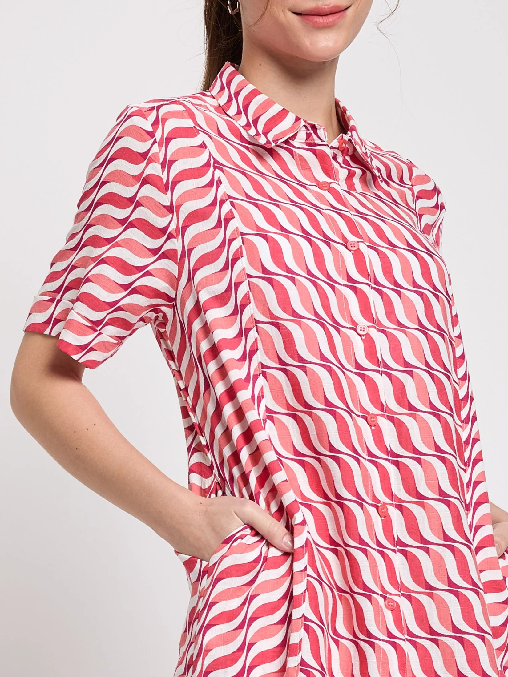 EASY PIECES Women Midi Dress Short Sleeves Print