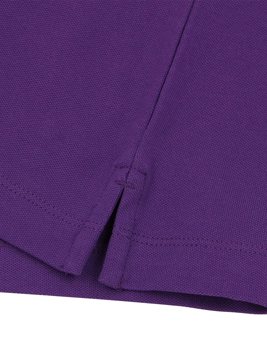 GIORDANO Women's Slim Pique Embroidery Bold Polo (3D Lion) Plum Purple