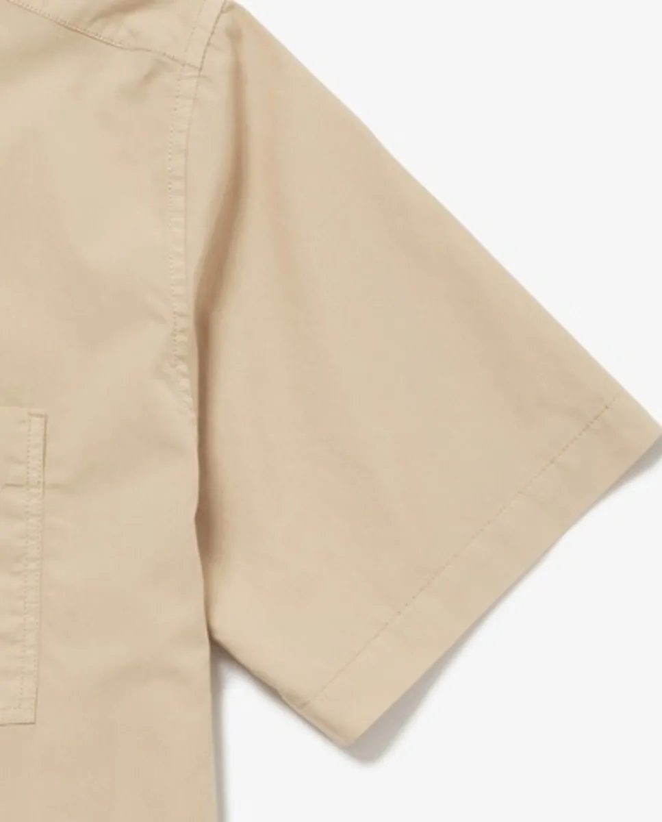 LACOSTE Relaxed Fit Natural Dyed Poplin Shirt Beige