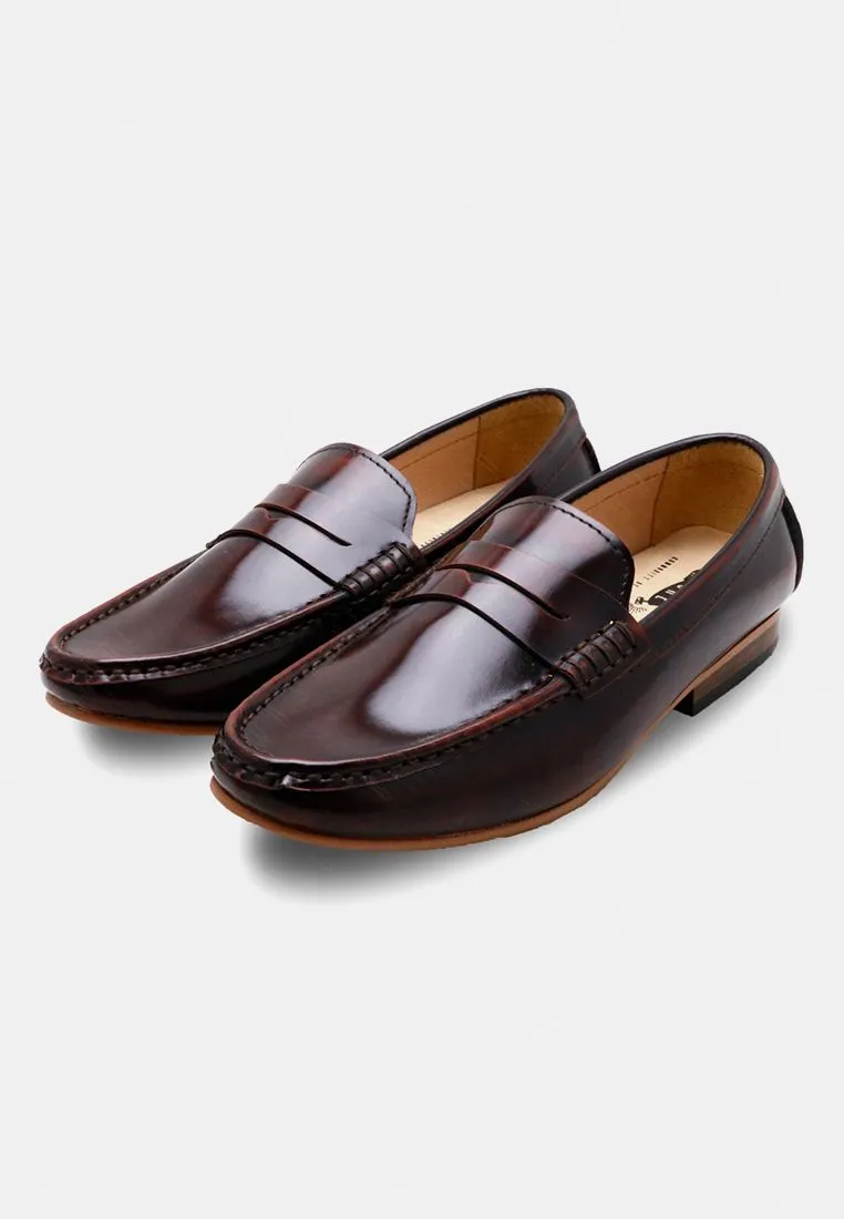 BROWN STONE BROWN STONE CLASSY Penny Loafer European Brush Off Burgundy
