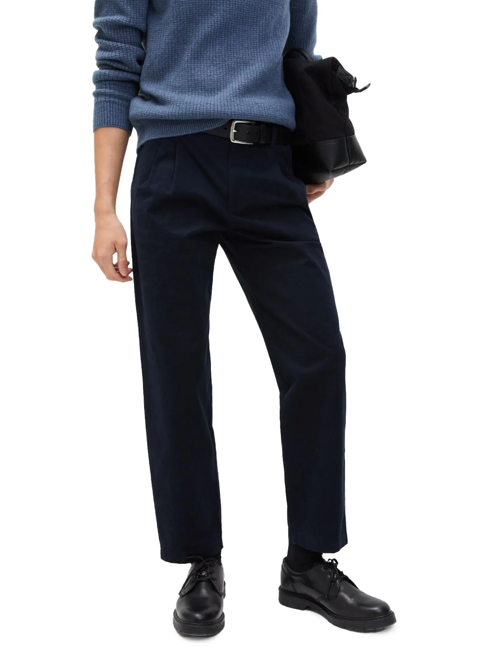 MARKS & SPENCER Men Chino Pants Tapered Fit Twin Pleat Stretch