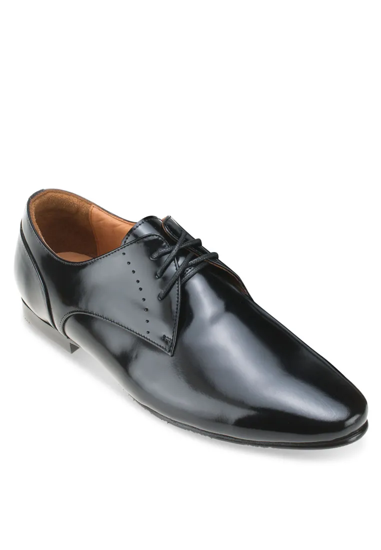 LUIGI BATANI Black Stencil Work Cut Formal Lace Up