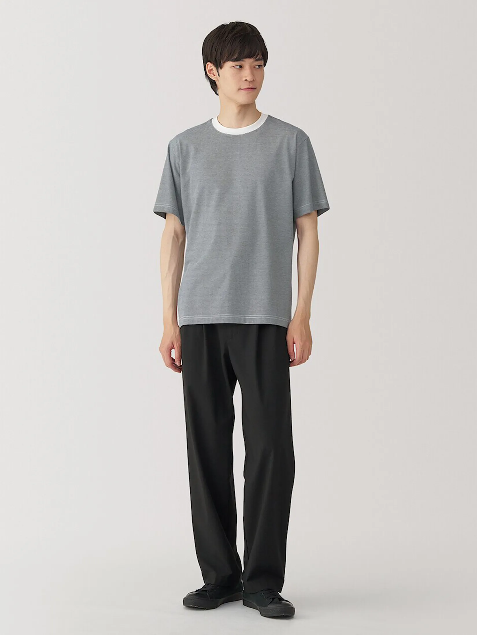 MUJI Men T-Shirt Jersey Crew Neck Short Sleeve