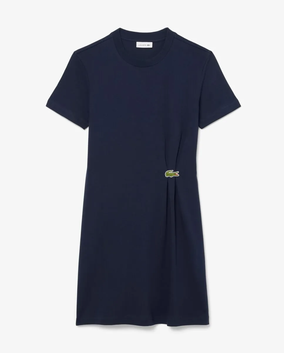 LACOSTE Draped T-Shirt Dress Blue