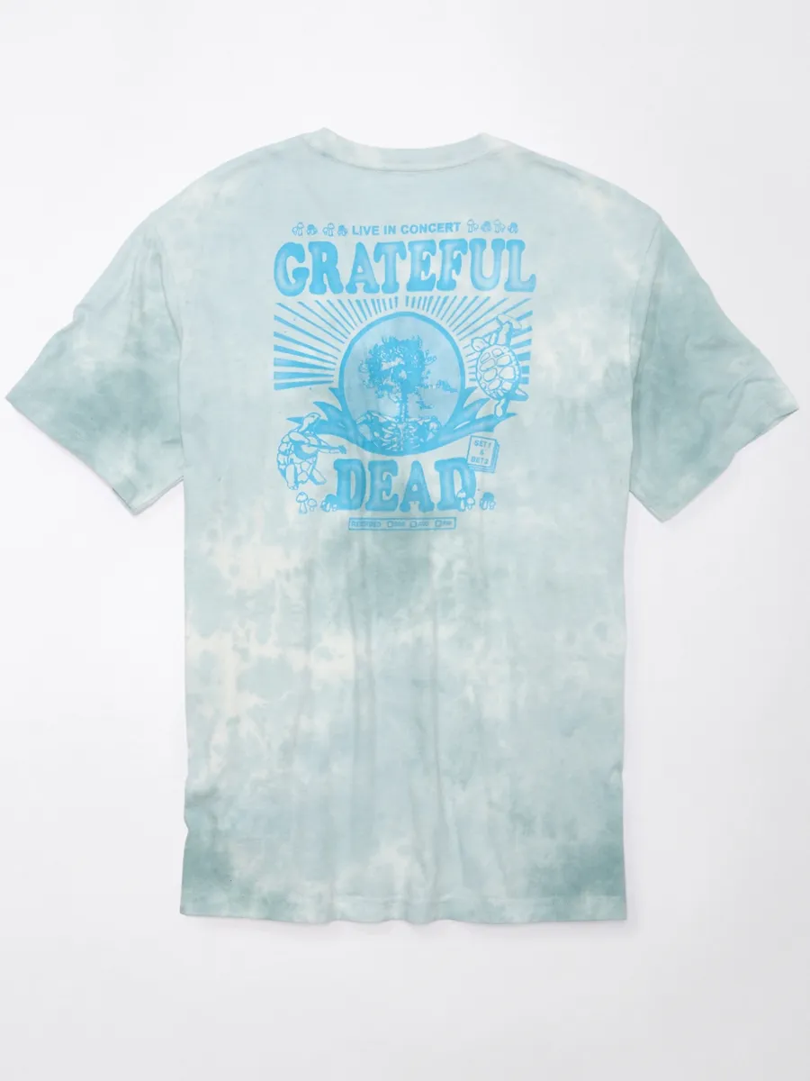 AMERICAN EAGLE MEN G SS GDEAD 3RD PARTY SET IN TEE- PC DYE + COUNTRY WASH 401 LIGHT BLUE