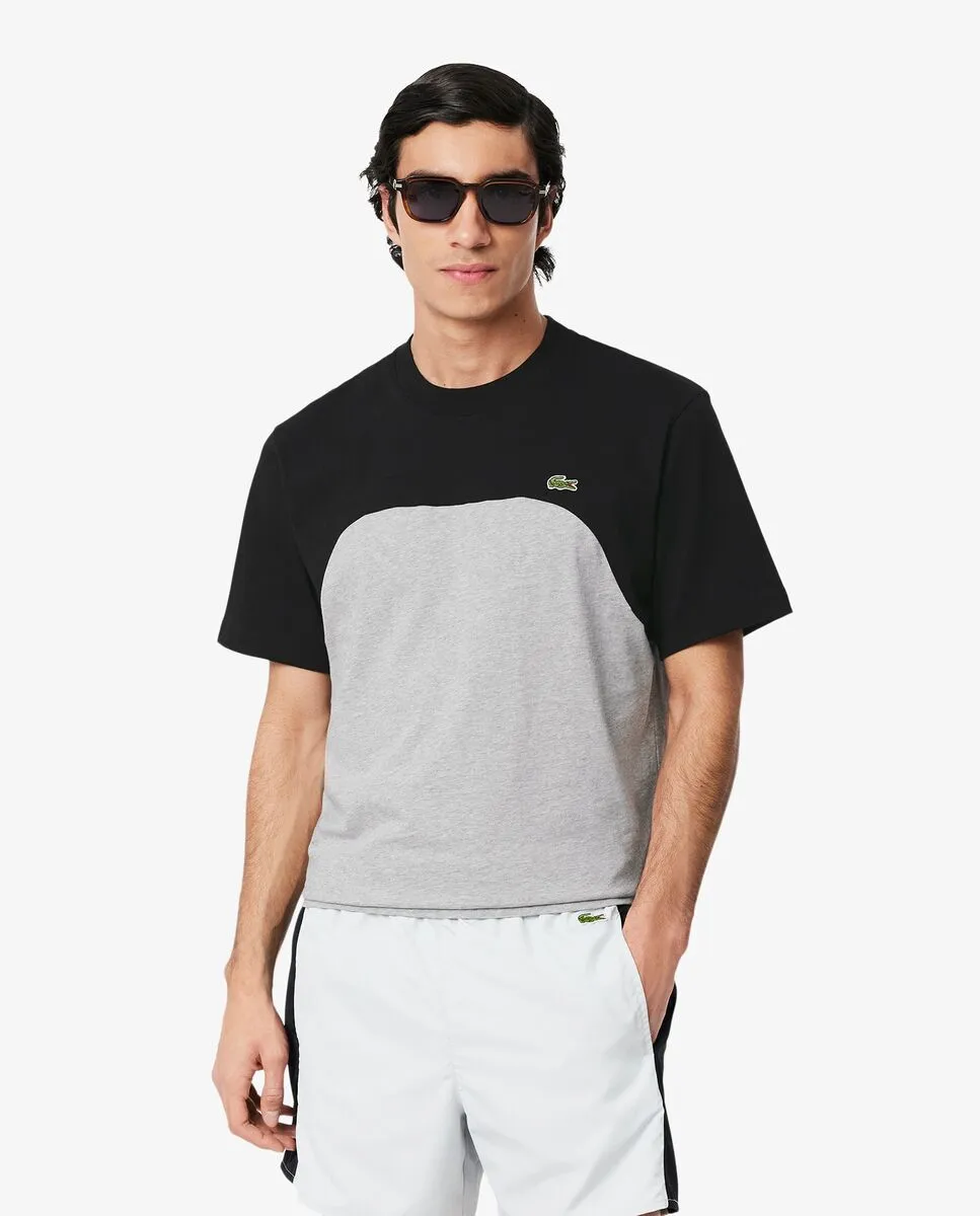 LACOSTE Cotton Jersey Colour-Block T-Shirt Grey