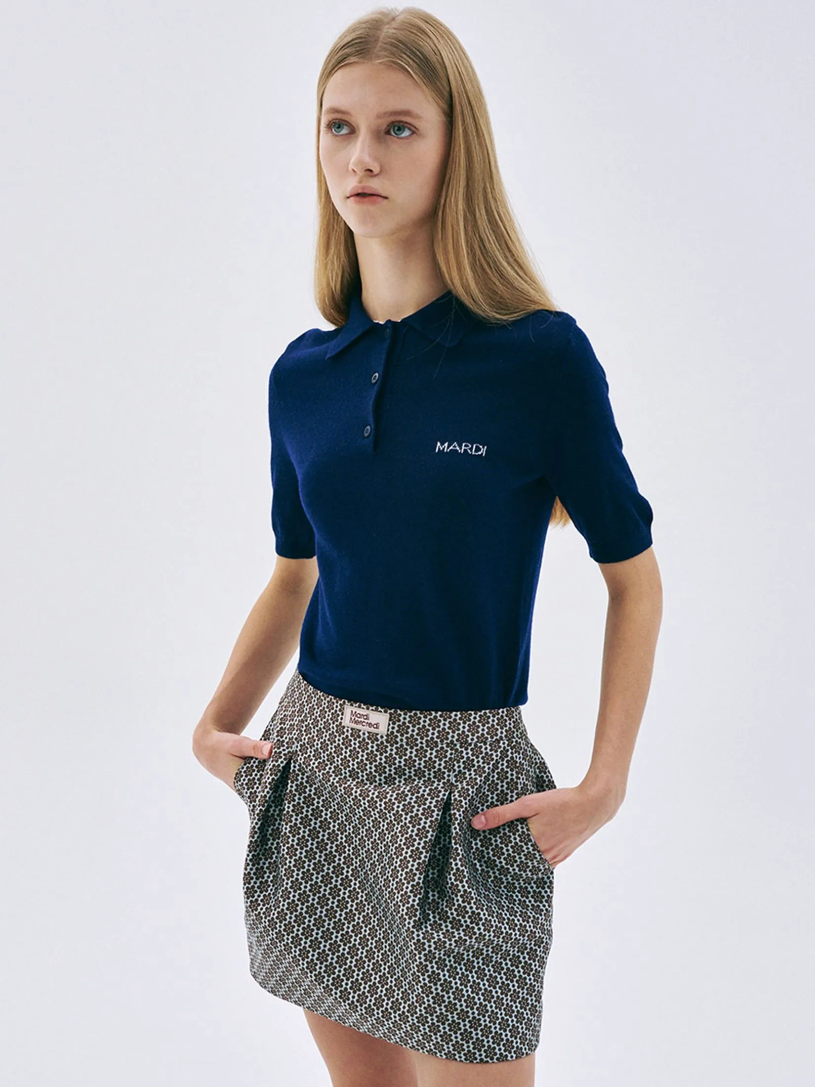 MARDI MERCREDI Mini Pegged Skirt Flower Jacquard Mint S