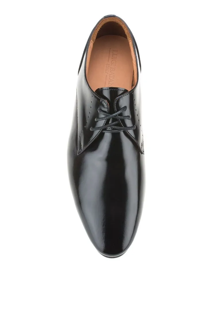 LUIGI BATANI Black Stencil Work Cut Formal Lace Up