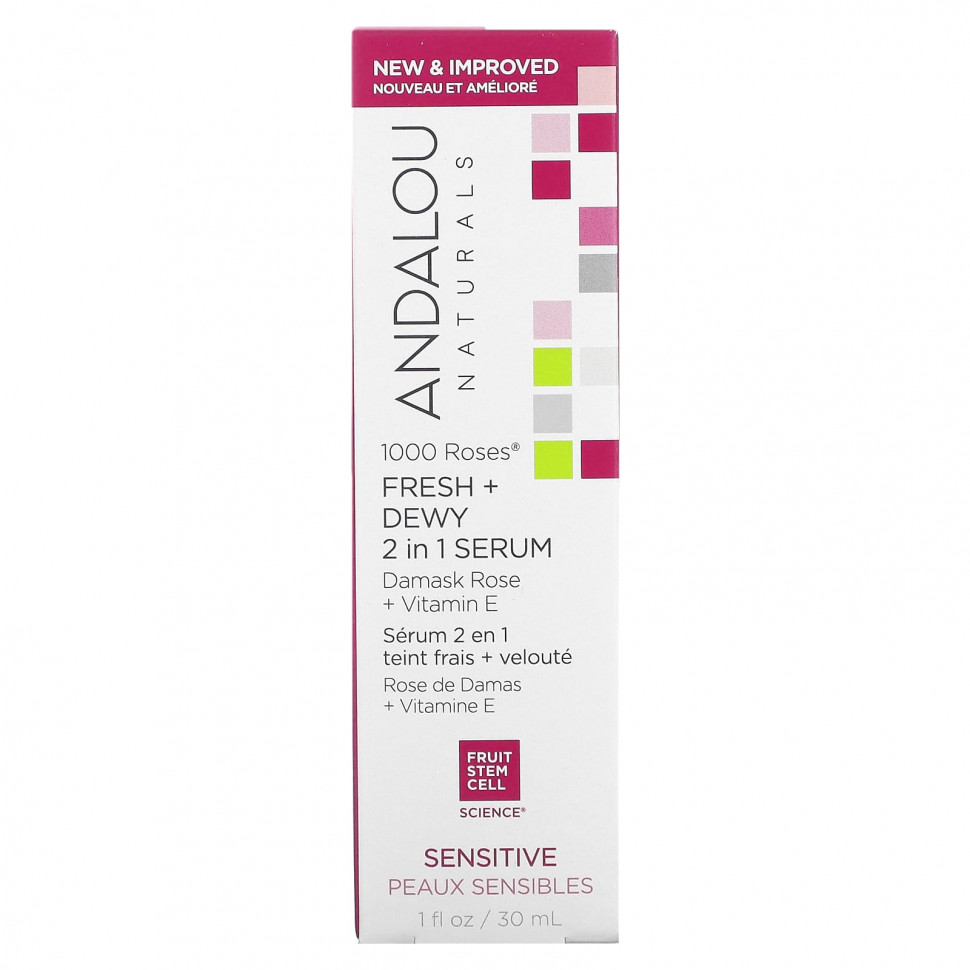 Andalou Naturals, Fresh + Dewy сыворотка 2 в 1, 30 мл (1 жидк. Унция)