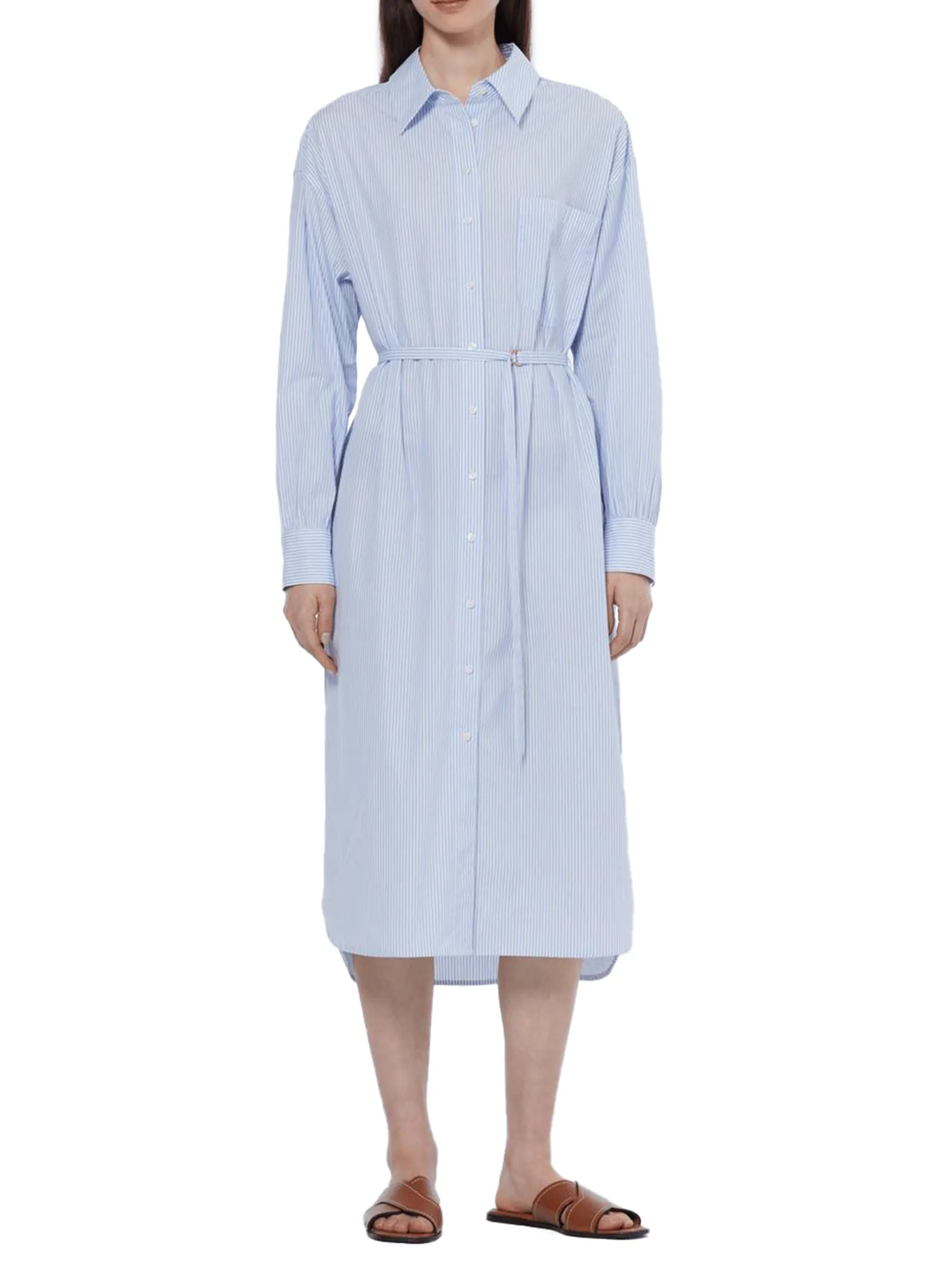 SCOTCH&SODA Women Shirt Dress Essentials — Poplin White and Blue stripe
