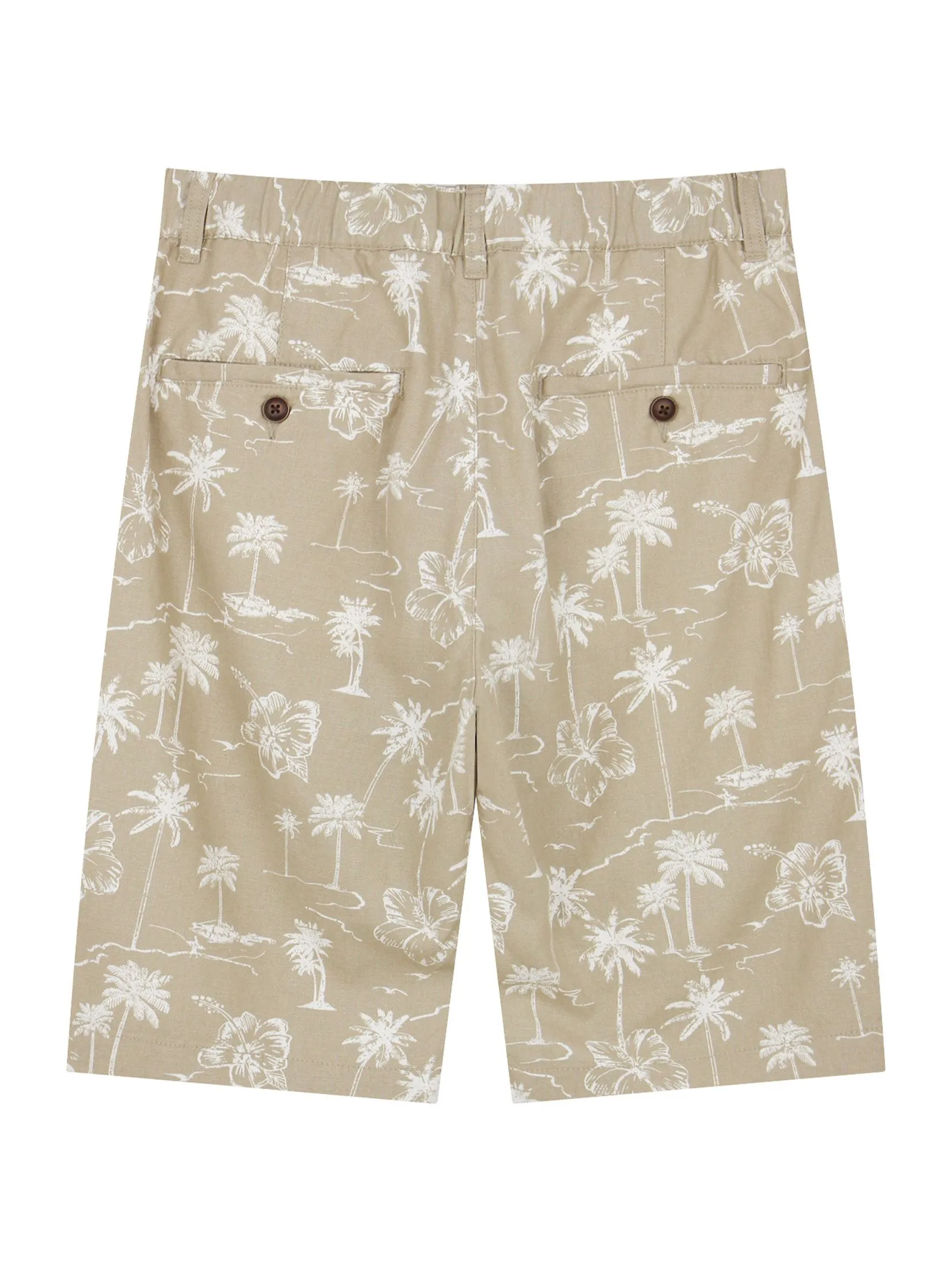 GIORDANO Men's Slim Linen Bermuda Shorts  Khaki x White