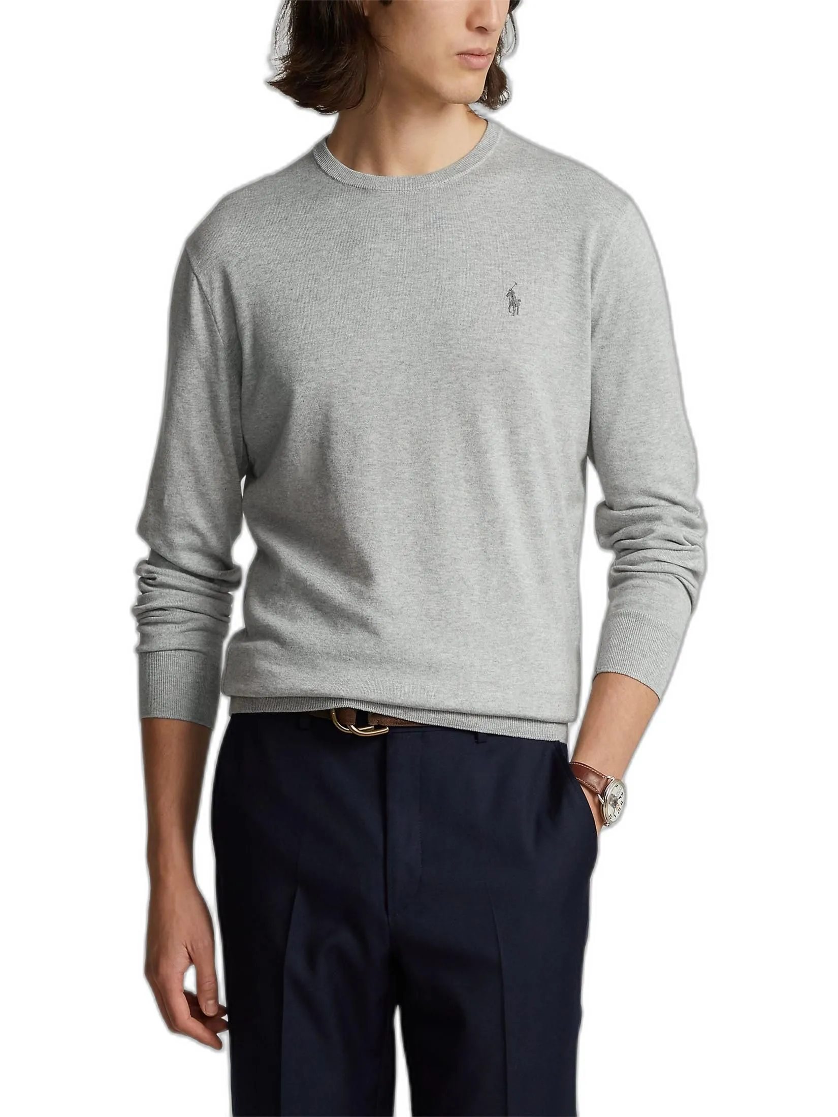 POLO RALPH LAUREN Slim Fit Cotton Sweater  MNPOSWE16820307 Grey
