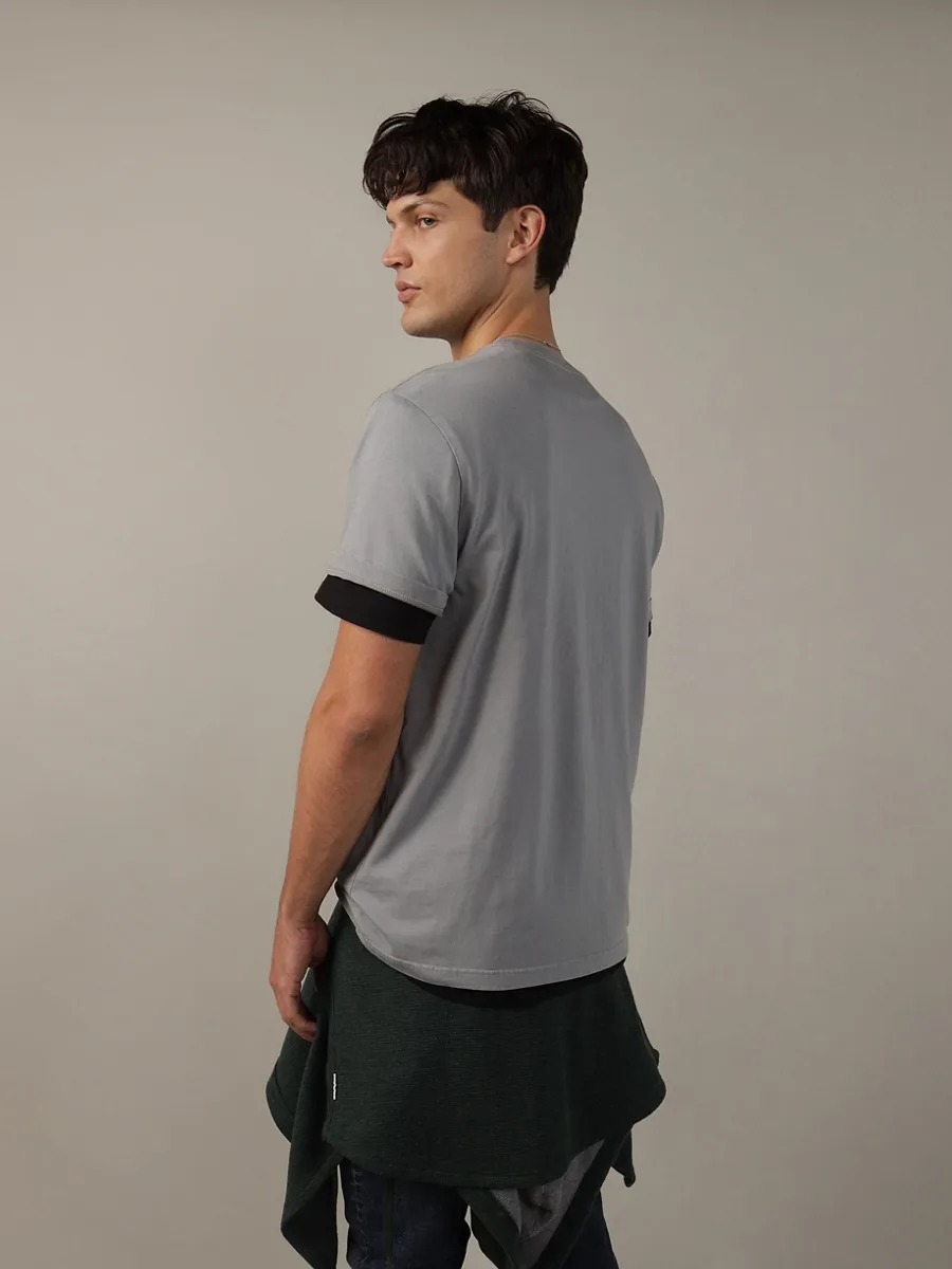 AMERICAN EAGLE MEN G SS INTL SET IN TEE - PC DYE + MAGIC WHITE TUMBLE 050 GREY