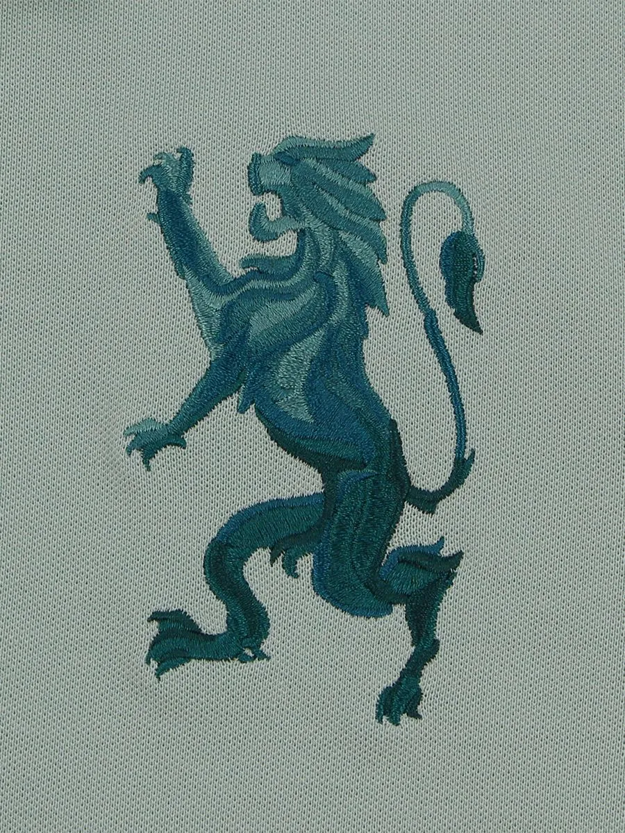 GIORDANO Men's Lycra Pique Embroidery Polo (3D Lion)  Green Surf