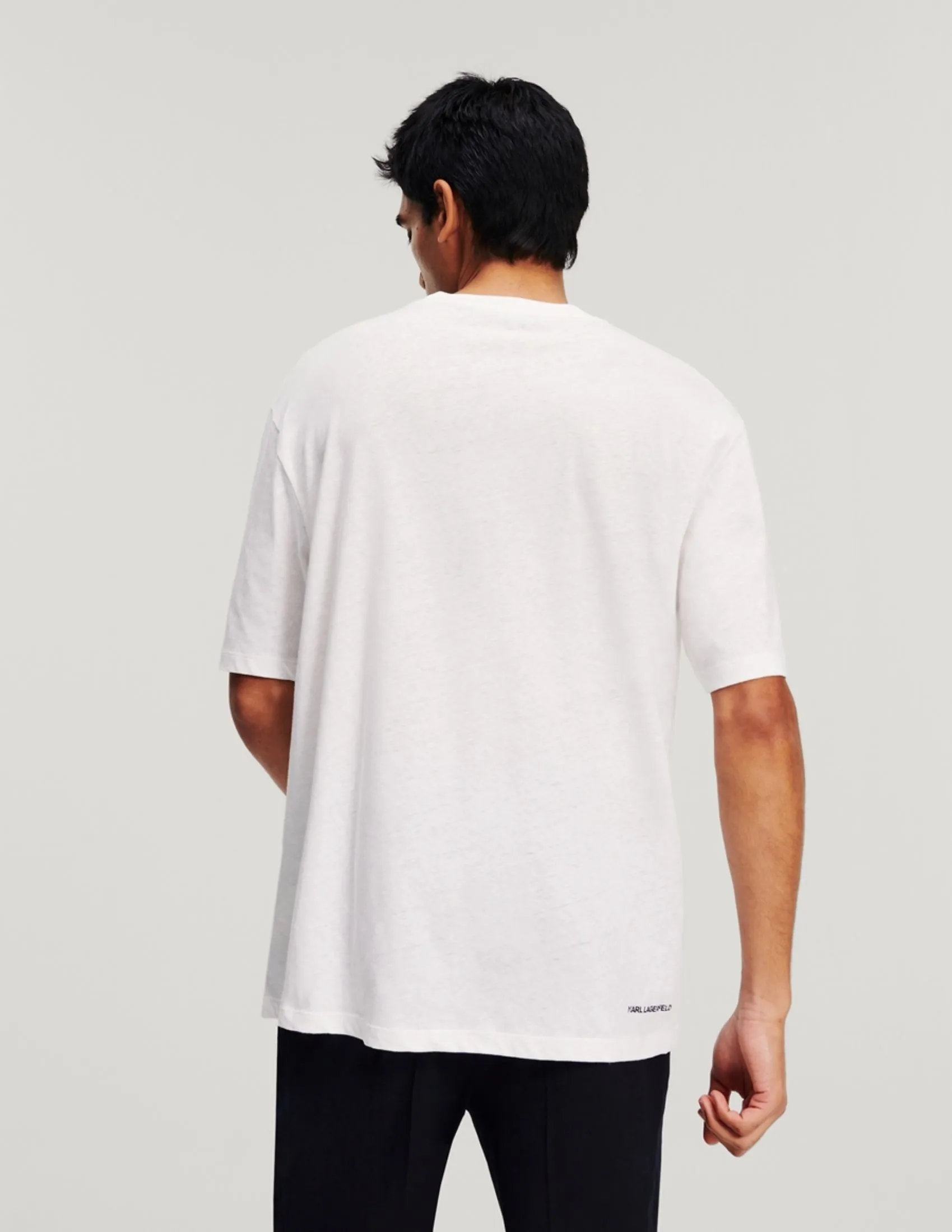 KARL LAGERFELD RTW-1 AUTOGRAPH LINEN BLEND MEN T-SHIRT WHITE