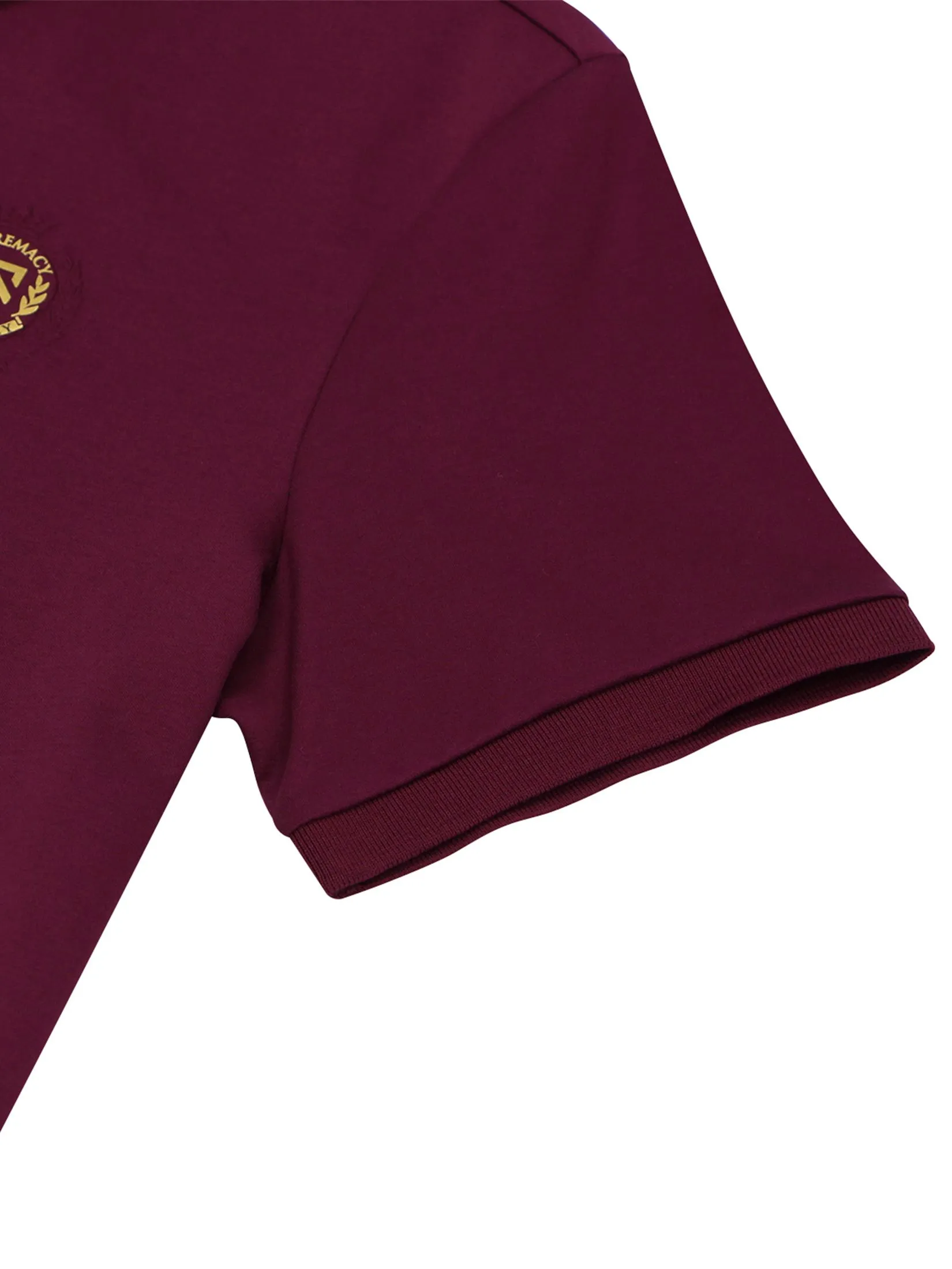 GIORDANO Men's Slim Fit Embroidery Bold Polo (Liquid Touch) Burgundy red