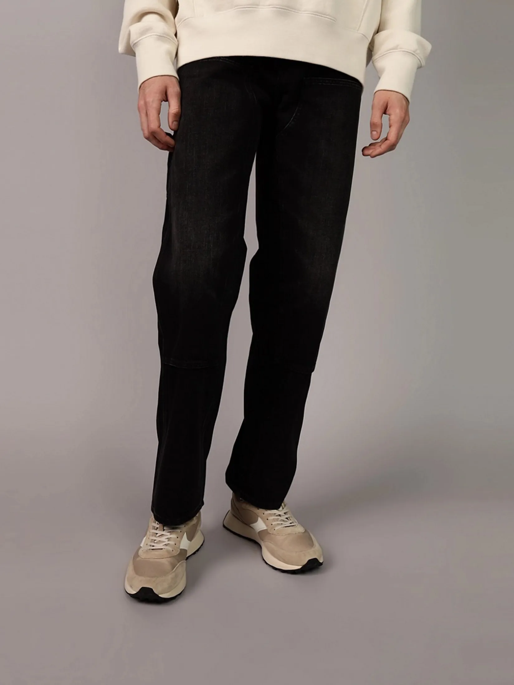 AMERICAN EAGLE MEN INTL EXCLUSIVE BLACK ATHLETIC LOOSE CARPENTER PANT 001 BLACK