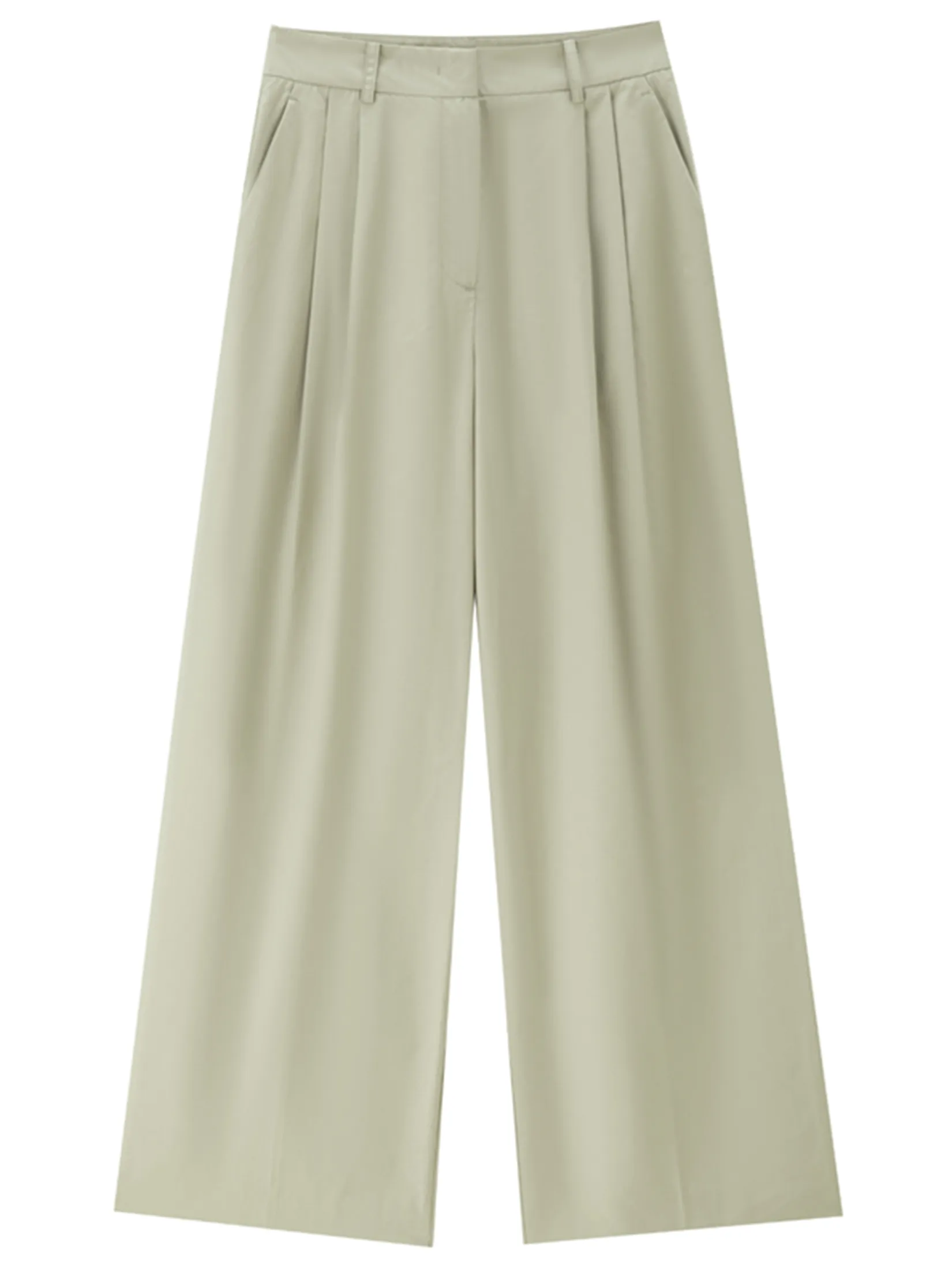 GIORDANO Women s  Online Exclusive Wide Concealed Placket Pleated Pants (Korea) Green